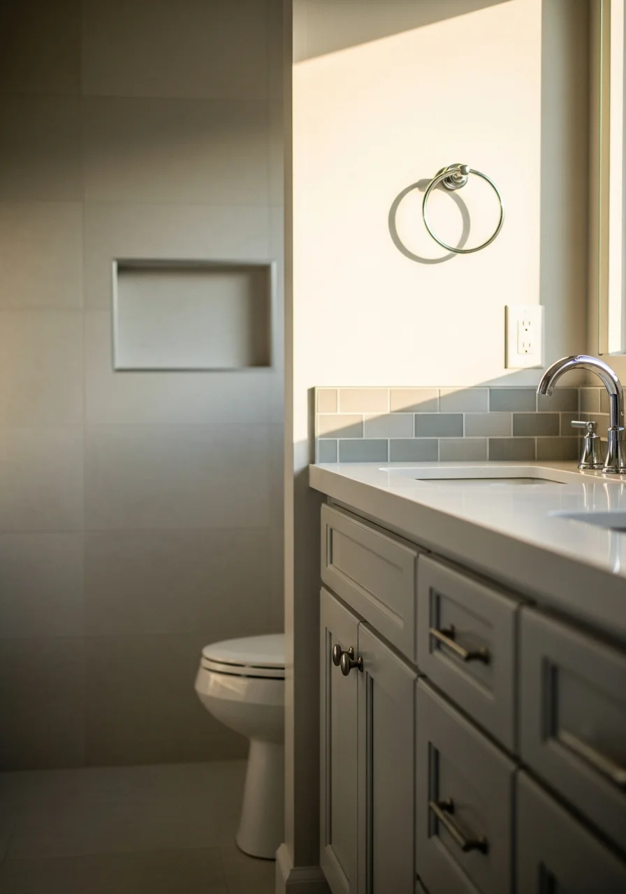 Newly renovated master bathroom in Escondido residence with tile work and updated fixtures
