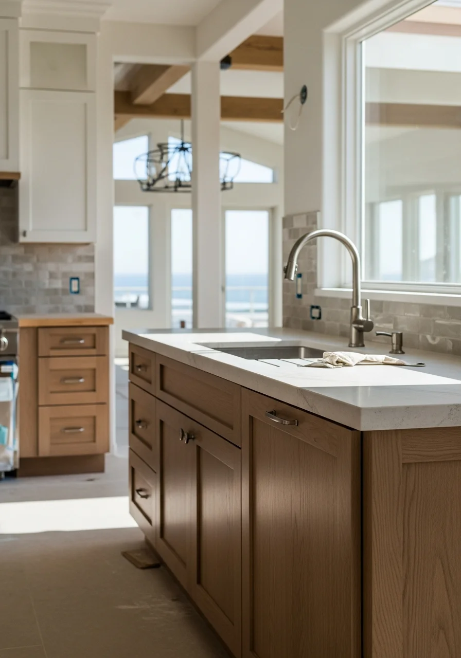 Kitchen remodeling project showcasing custom cabinetry and countertops