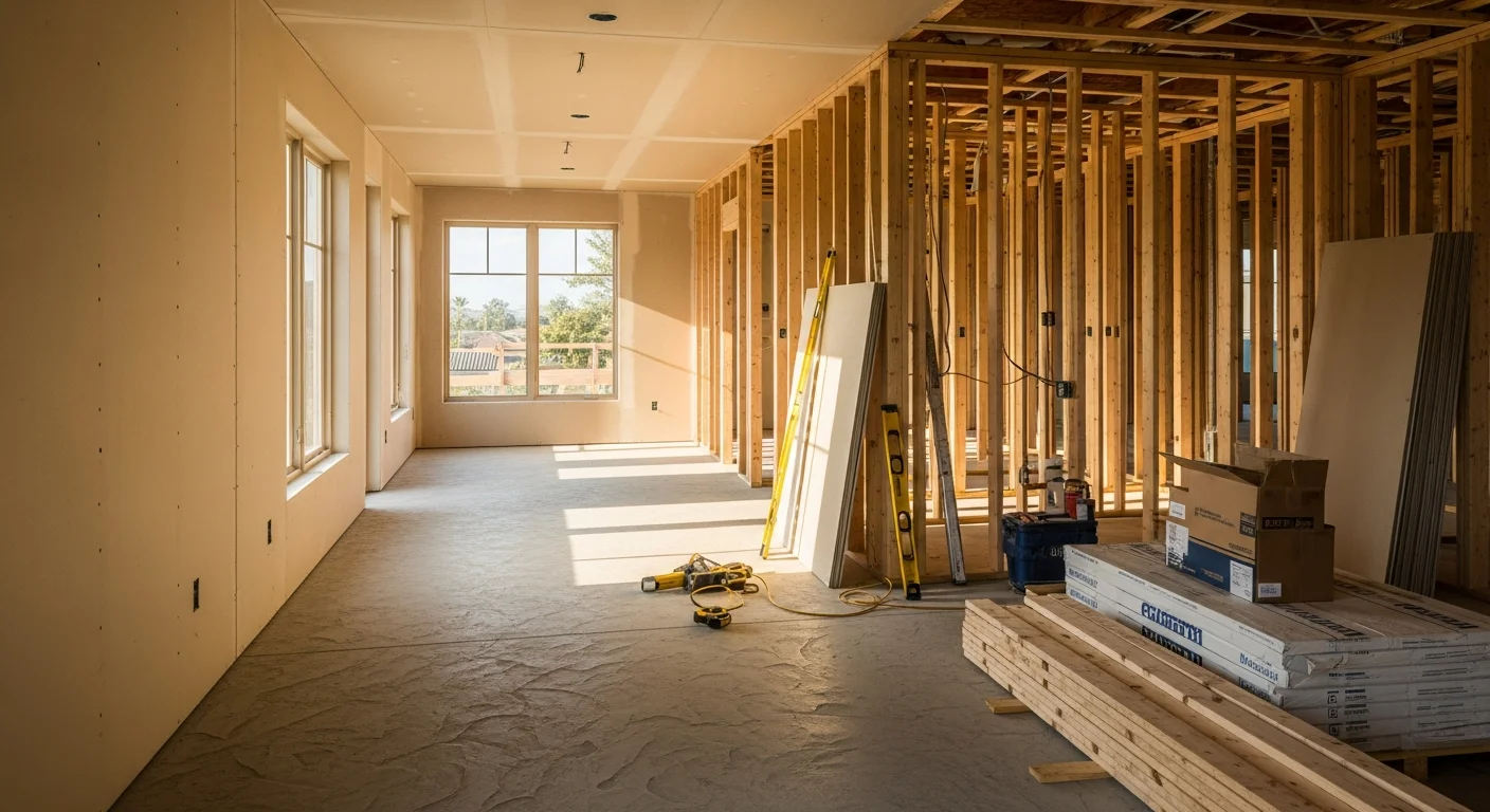 A renovated open-concept kitchen and living area inside a single-family home in San Diego, showing updated cabinetry, new flooring, and a connected indoor-outdoor layout. Work completed by Home 360 Construction, a licensed general contractor serving San Diego.
